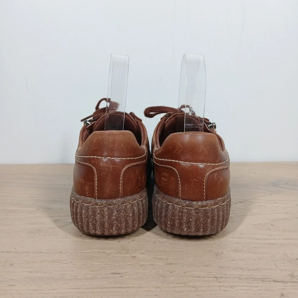 Clarks Collection Sneakers Womens 7 Brown Leather Platform Creeper Comfort Retro